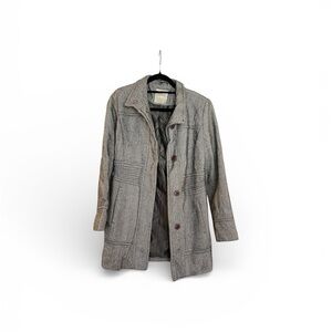 Esprit Black and Gray Herringbone Coat